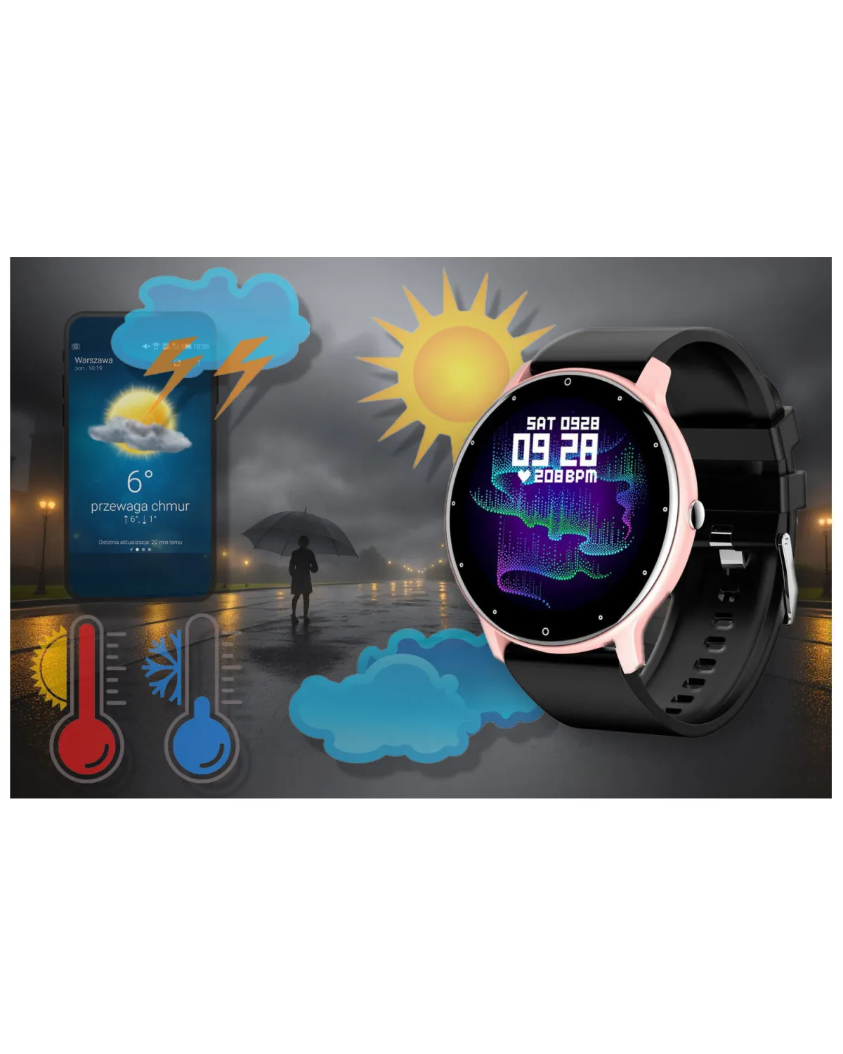 SMARTWATCH UNISEX GRAVITY GT1-2  PULSOMETR, WŁASNE TARCZE (sg015b)