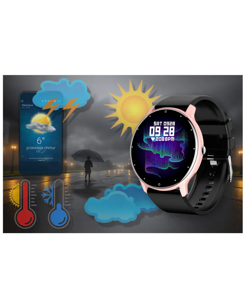 SMARTWATCH UNISEX GRAVITY GT1-2  PULSOMETR, WŁASNE TARCZE (sg015b)