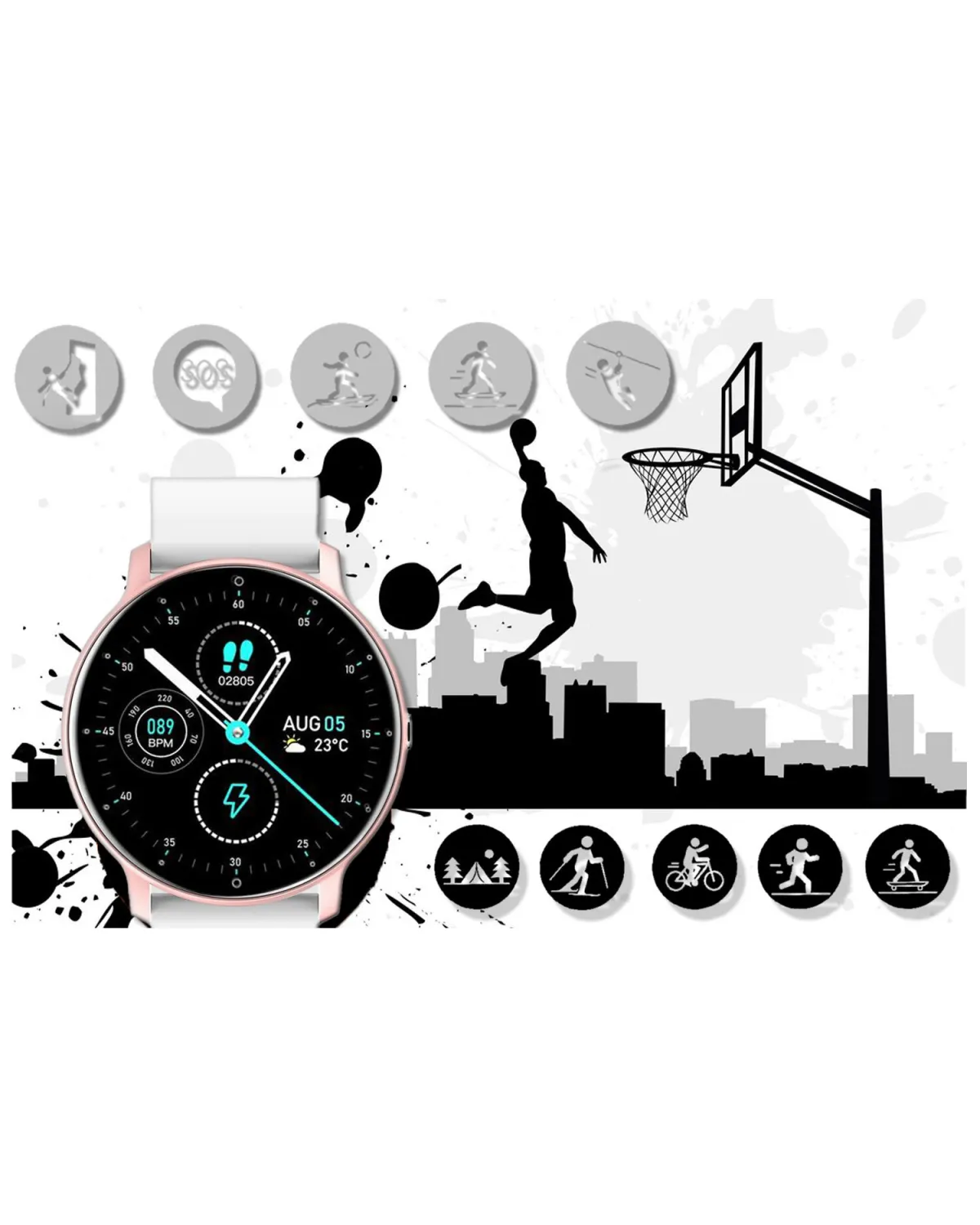 SMARTWATCH UNISEX GRAVITY GT1-7 - PULSOMETR, WŁASNE TARCZE (sg015g) SMARTWATCH UNISEX GRAVITY GT1-7 - PULSOMETR, WŁASNE TARCZE (sg015g)