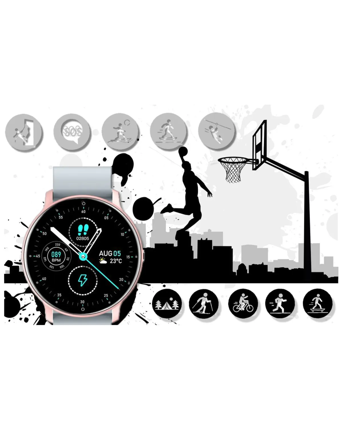 SMARTWATCH UNISEX GRAVITY GT1-8 - PULSOMETR, WŁASNE TARCZE (sg015h) SMARTWATCH UNISEX GRAVITY GT1-8 - PULSOMETR, WŁASNE TARCZE (sg015h)