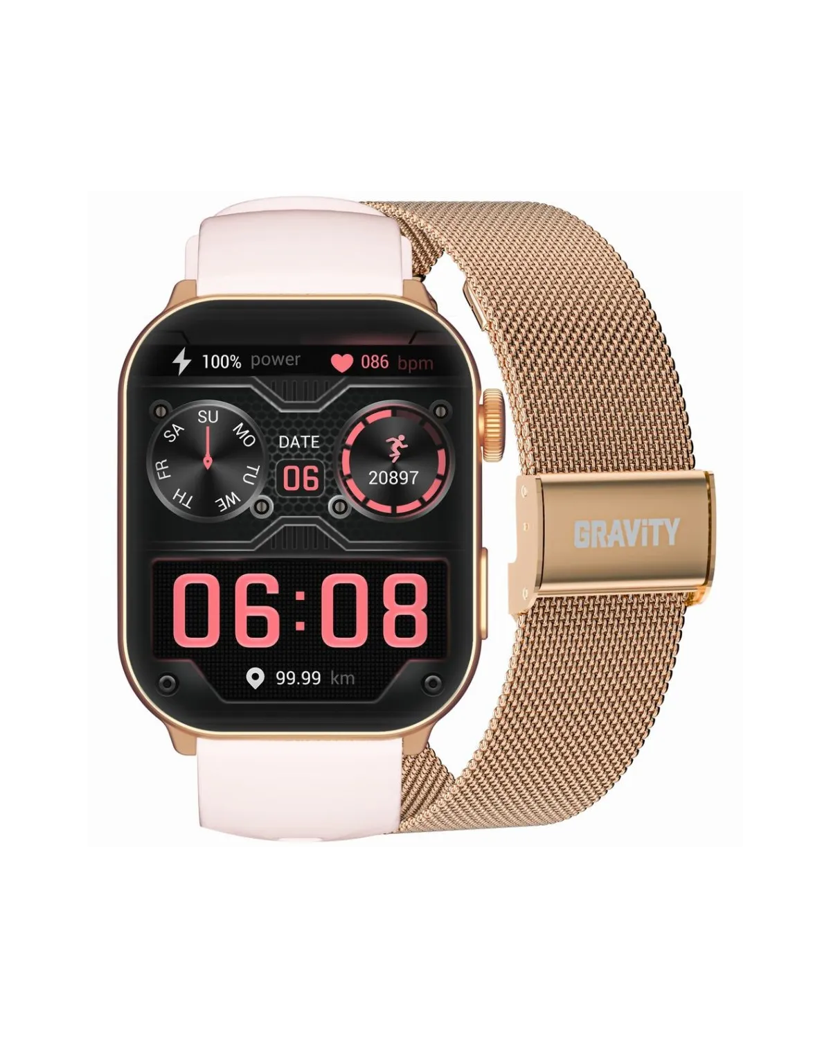 SMARTWATCH UNISEX GRAVITY GT28-6 - ROZMOWY BLUETOOTH, DODATKOWY PASEK (sg037f)