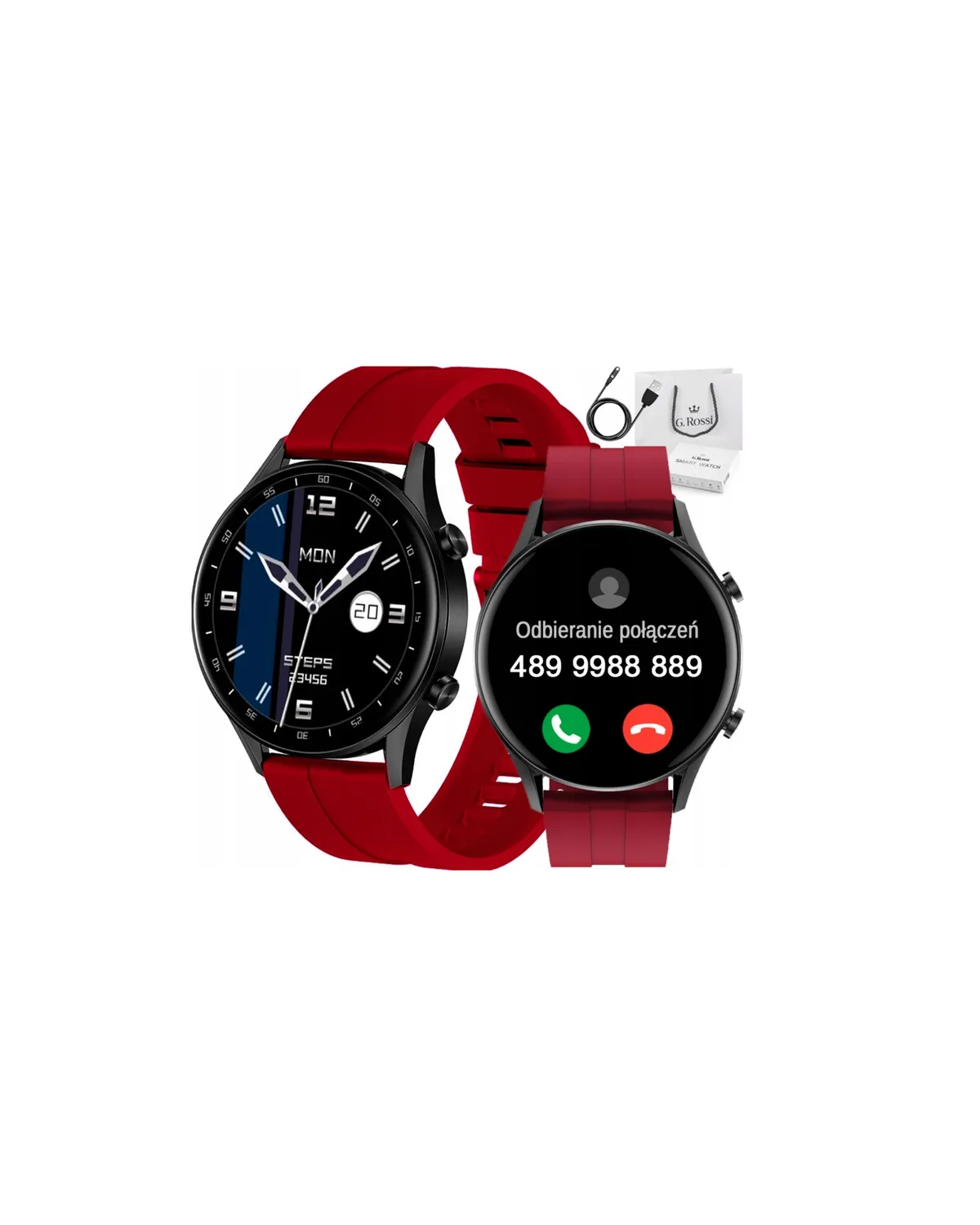 SMARTWATCH MĘSKI G. Rossi SW019-3 black/red (sg014c) PROWADZENIE ROZMÓW SMARTWATCH MĘSKI G. Rossi SW019-3 black/red (sg014c) PROWADZENIE ROZMÓW