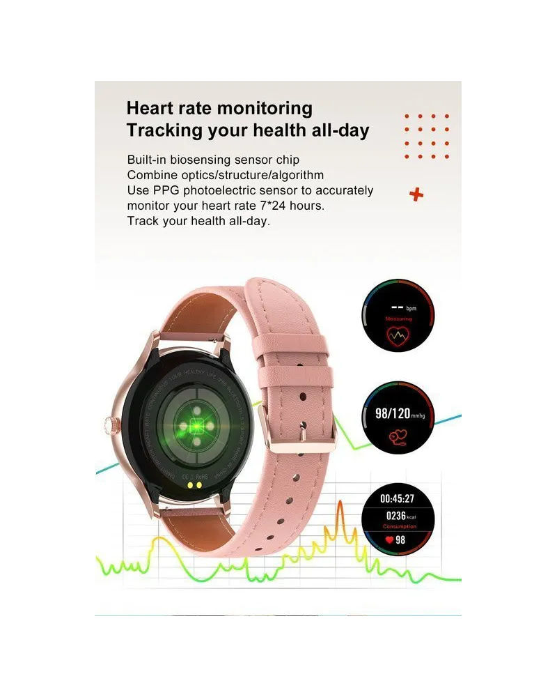 SMARTWATCH DAMSKI PACIFIC 18-1 - BRANSOLETA + PASEK: Rosegold / R&oacute;żowy (sy015a)