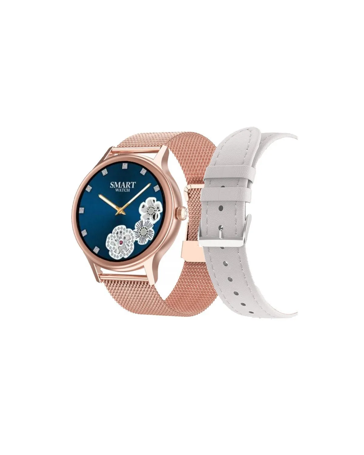 SMARTWATCH DAMSKI PACIFIC 18-2 - BRANSOLETA + PASEK: Rosegold / Biały (sy015b)
