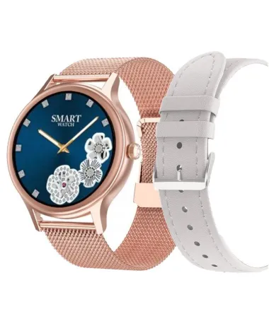 SMARTWATCH DAMSKI PACIFIC 18-2 - BRANSOLETA + PASEK: Rosegold / Biały (sy015b)