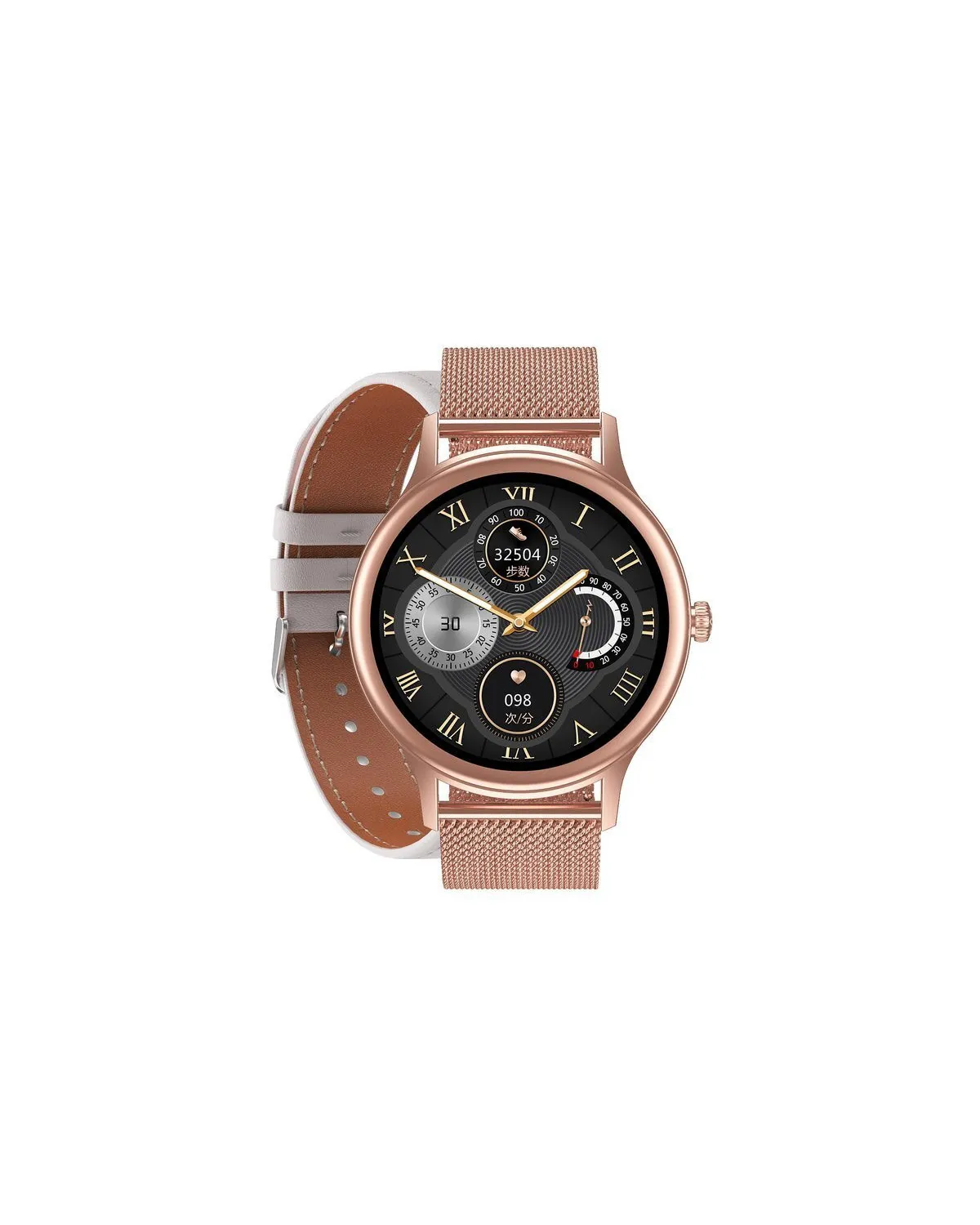SMARTWATCH DAMSKI PACIFIC 18-2 - BRANSOLETA + PASEK: Rosegold / Biały (sy015b)
