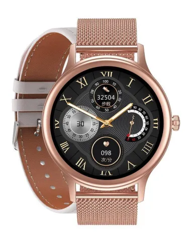 SMARTWATCH DAMSKI PACIFIC 18-2 - BRANSOLETA + PASEK: Rosegold / Biały (sy015b)