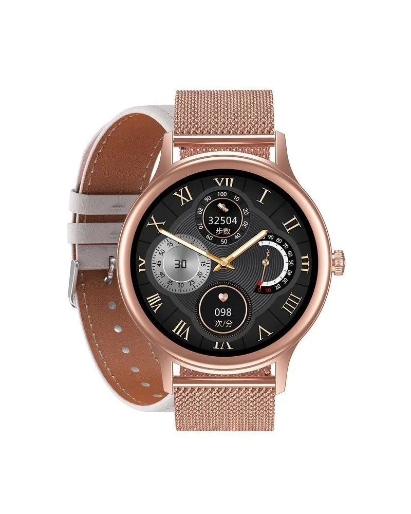SMARTWATCH DAMSKI PACIFIC 18-2 - BRANSOLETA + PASEK: Rosegold / Biały (sy015b)