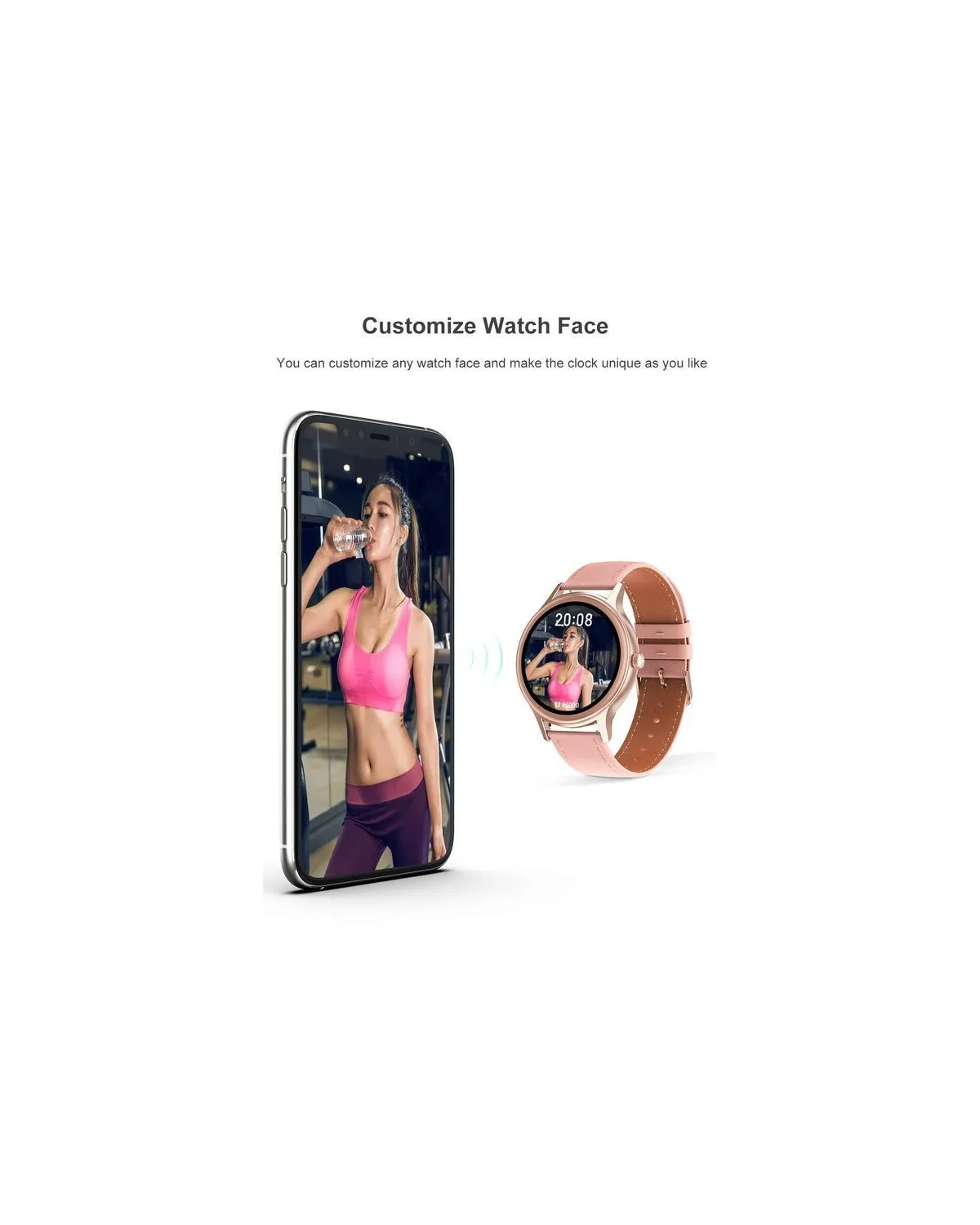 SMARTWATCH DAMSKI PACIFIC 18-2 - BRANSOLETA + PASEK: Rosegold / Biały (sy015b)