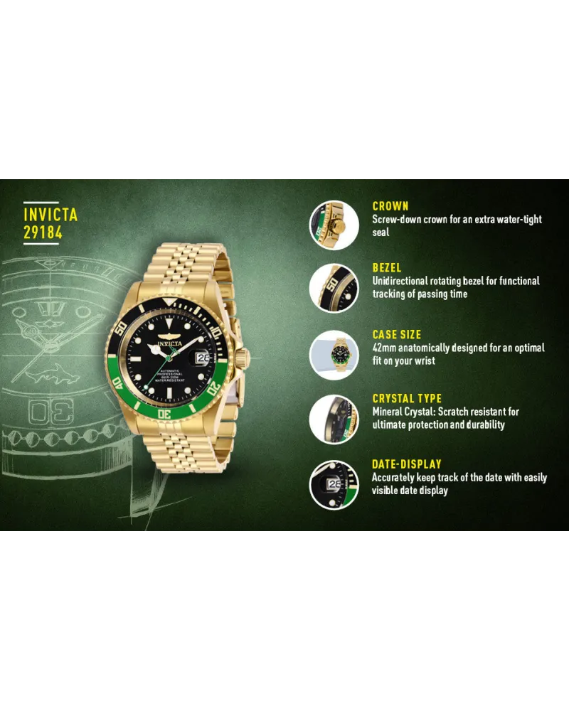 ZEGAREK MĘSKI INVICTA DIVER PROFESSIONAL 29184 - AUTOMAT WR200, koperta 42mm  (zv004b)