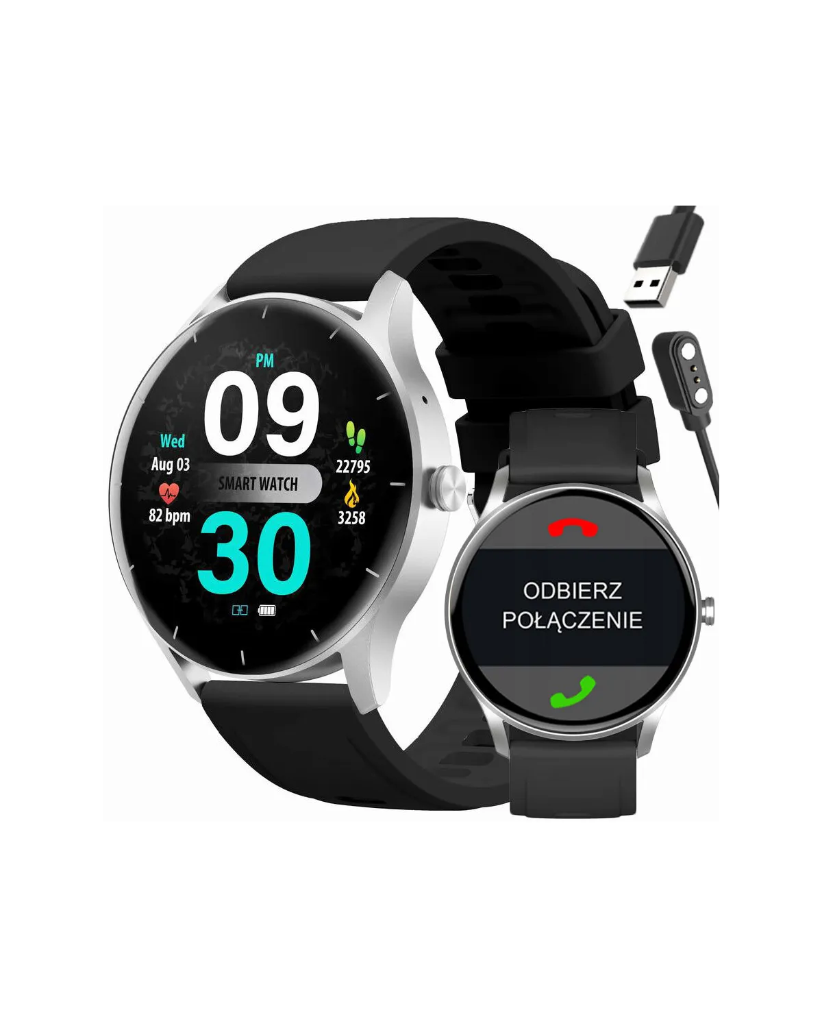 SMARTWATCH UNISEX GRAVITY GT2-6 - ROZMOWY BLUETOOTH, WŁASNE TARCZE (sg019f)
