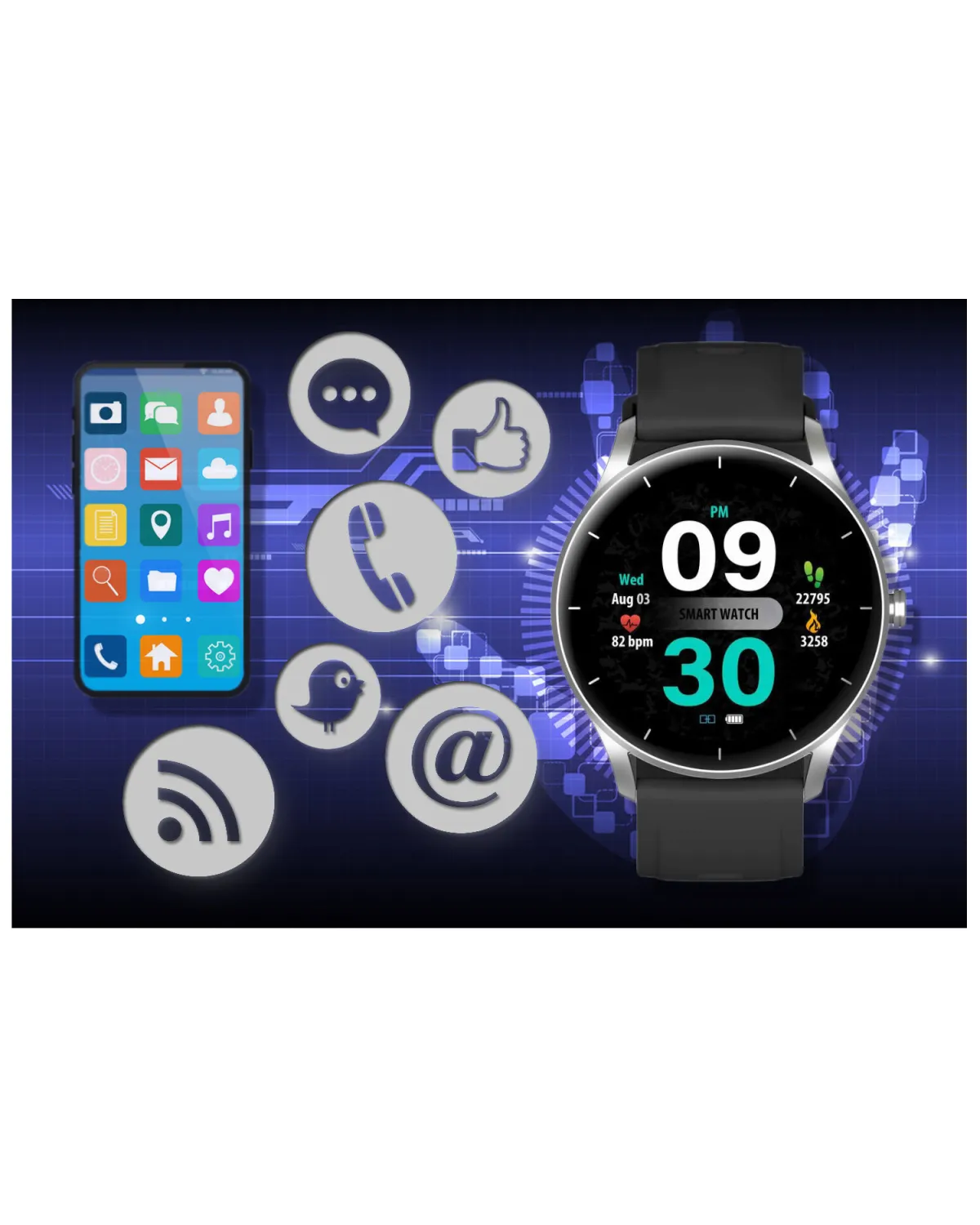 SMARTWATCH UNISEX GRAVITY GT2-6 - ROZMOWY BLUETOOTH, WŁASNE TARCZE (sg019f)