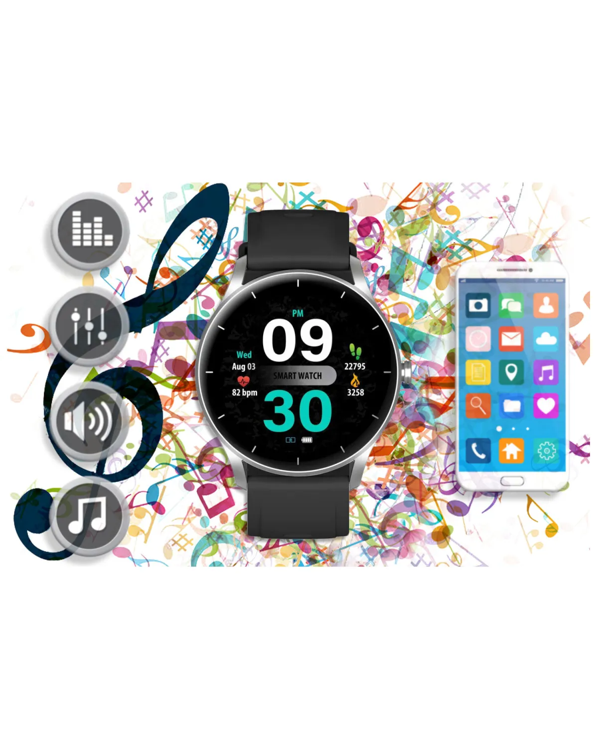 SMARTWATCH UNISEX GRAVITY GT2-6 - ROZMOWY BLUETOOTH, WŁASNE TARCZE (sg019f)