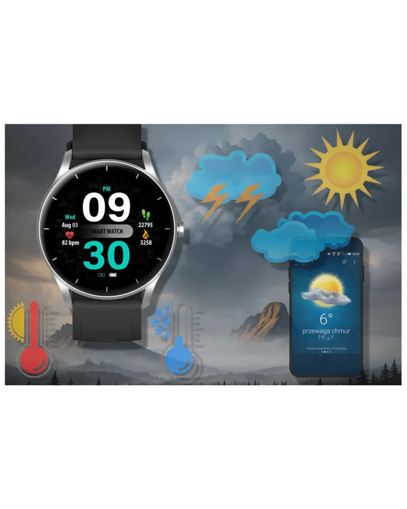 SMARTWATCH UNISEX GRAVITY GT2-6 - ROZMOWY BLUETOOTH, WŁASNE TARCZE (sg019f)