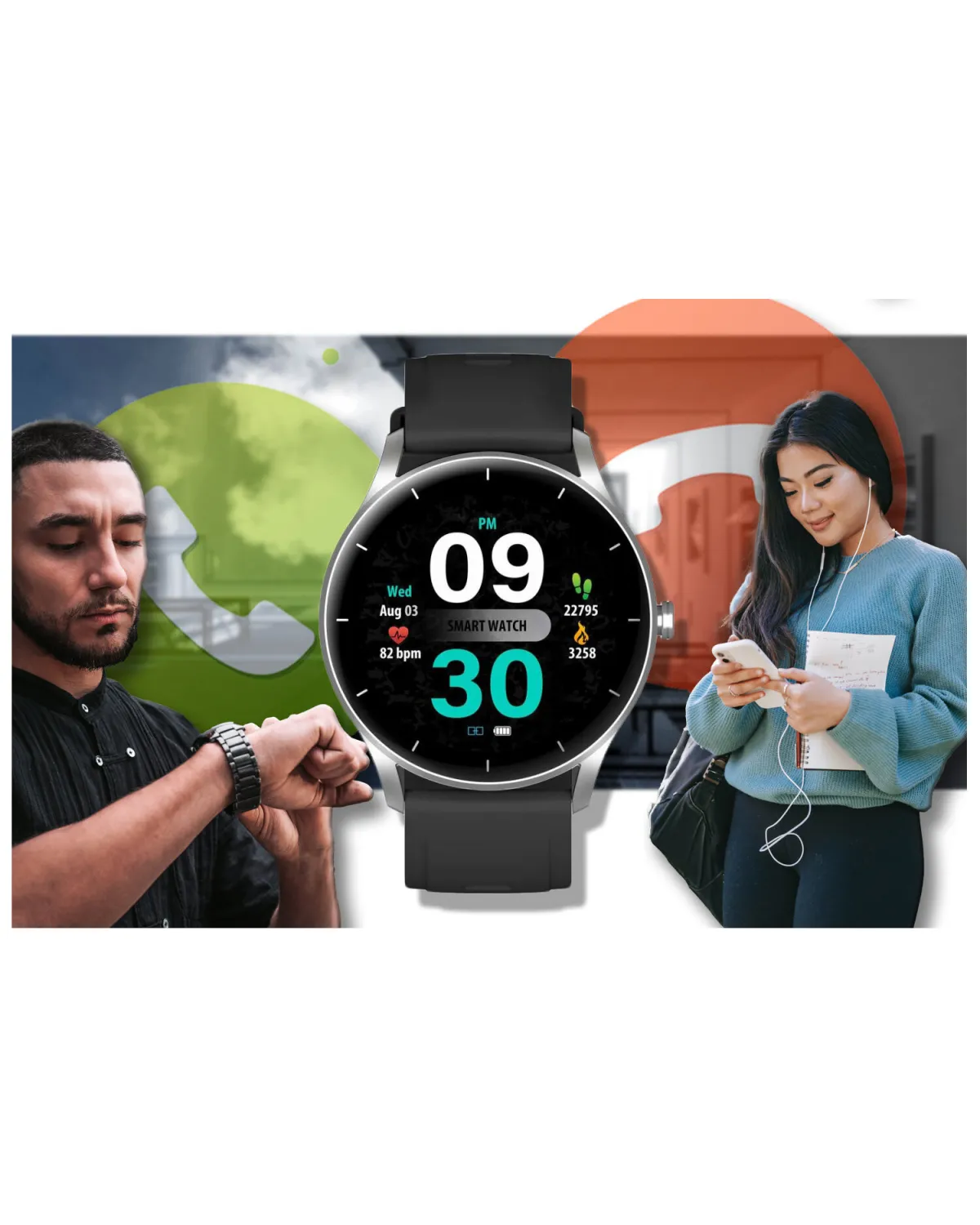 SMARTWATCH UNISEX GRAVITY GT2-6 - ROZMOWY BLUETOOTH, WŁASNE TARCZE (sg019f)