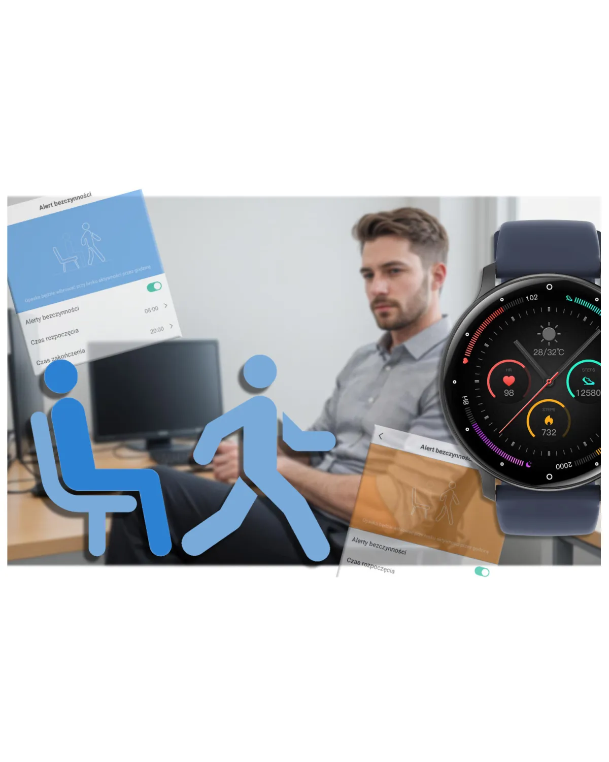 SMARTWATCH UNISEX GRAVITY GT1-1 PRO - ROZMOWY BLUETOOTH, DODATKOWY PASEK (sg027a)