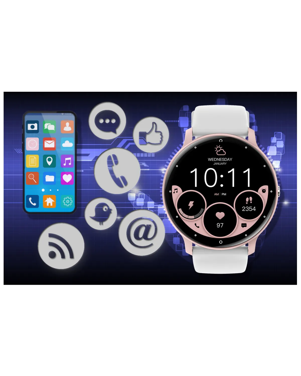 SMARTWATCH UNISEX GRAVITY GT1-6 PRO - ROZMOWY BLUETOOTH, DODATKOWY PASEK (sg027f)