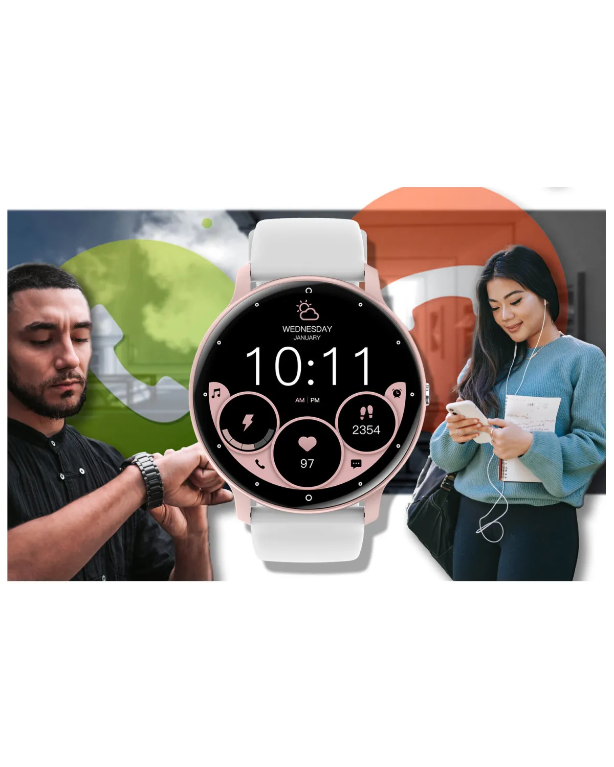 SMARTWATCH UNISEX GRAVITY GT1-6 PRO - ROZMOWY BLUETOOTH, DODATKOWY PASEK (sg027f)