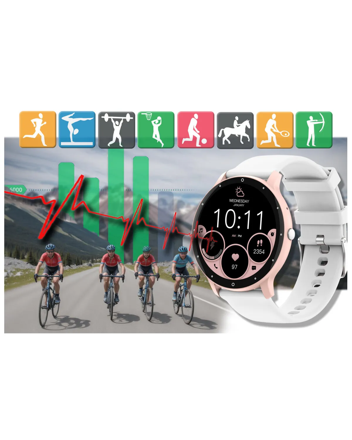 SMARTWATCH UNISEX GRAVITY GT1-6 PRO - ROZMOWY BLUETOOTH, DODATKOWY PASEK (sg027f)