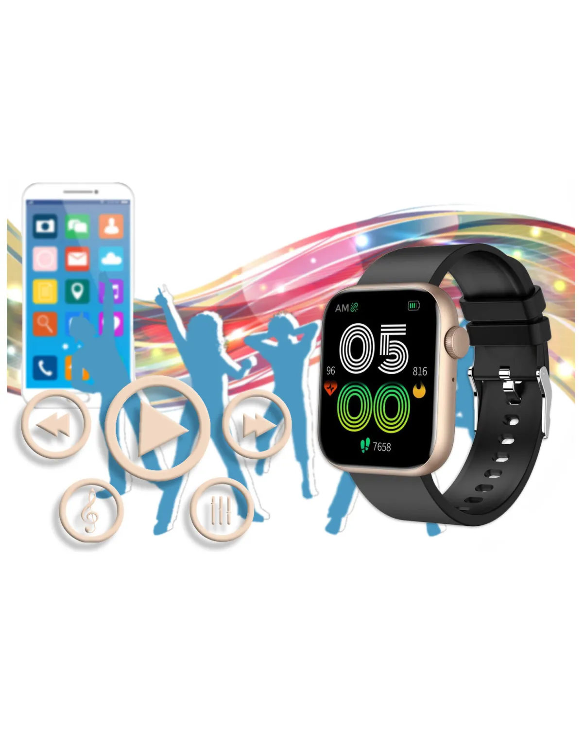 SMARTWATCH UNISEX GRAVITY GT3-2 - ROZMOWY BLUETOOTH, WŁASNE TARCZE (sg022b)