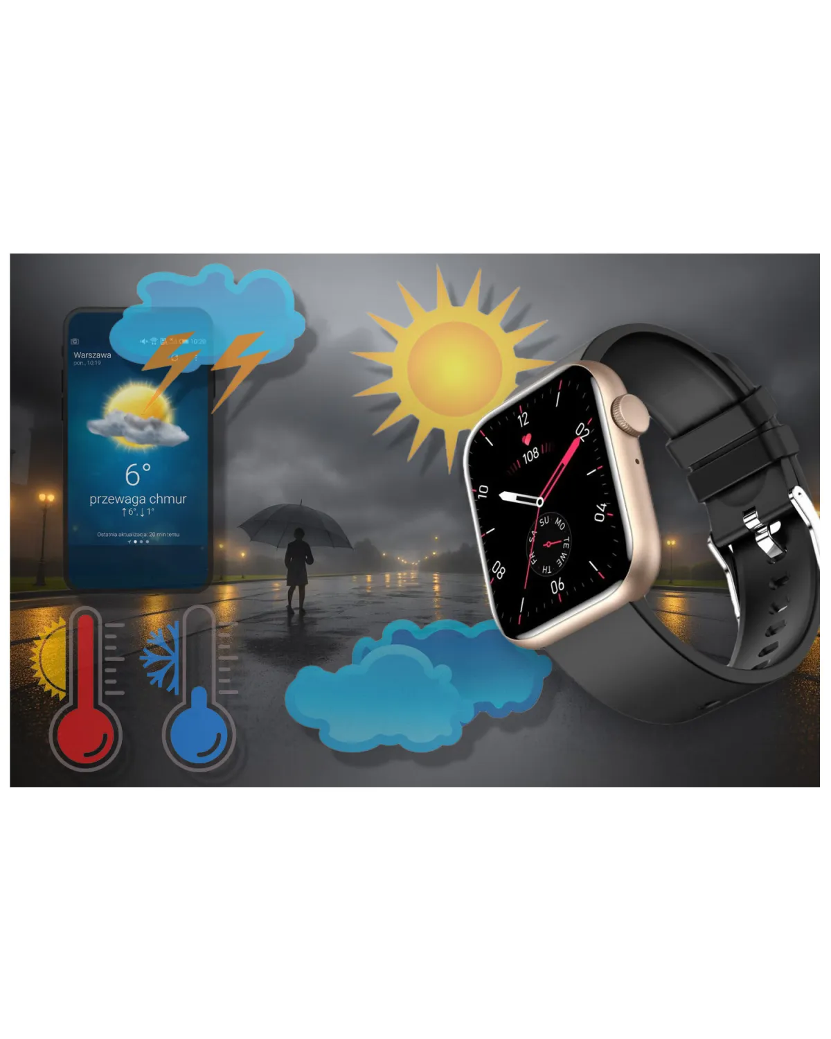 SMARTWATCH UNISEX GRAVITY GT3-2 - ROZMOWY BLUETOOTH, WŁASNE TARCZE (sg022b)