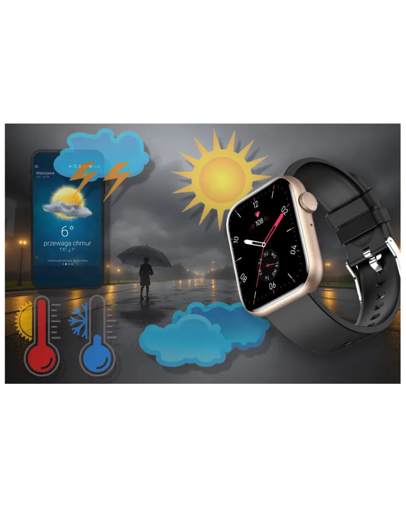 SMARTWATCH UNISEX GRAVITY GT3-2 - ROZMOWY BLUETOOTH, WŁASNE TARCZE (sg022b)