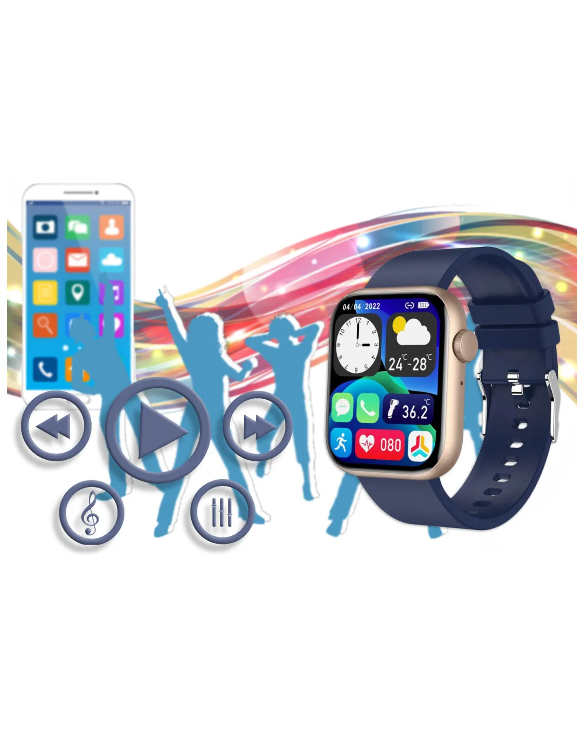 SMARTWATCH UNISEX GRAVITY GT3-4 - ROZMOWY BLUETOOTH, WŁASNE TARCZE (sg022d)