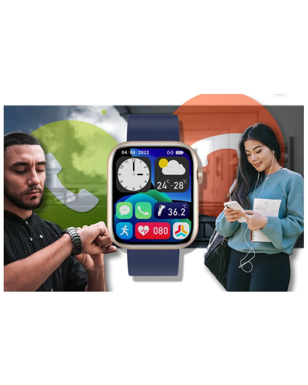 SMARTWATCH UNISEX GRAVITY GT3-4 - ROZMOWY BLUETOOTH, WŁASNE TARCZE (sg022d)