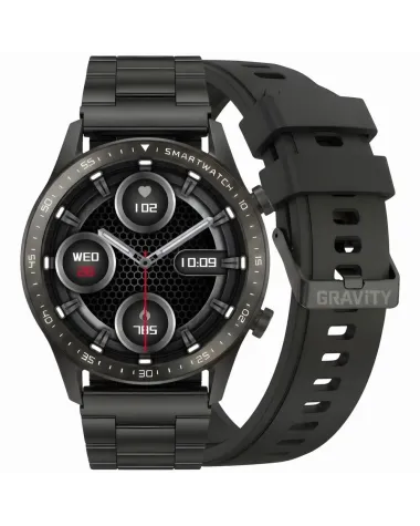 SMARTWATCH MĘSKI GRAVITY GT10-1 - AMOLED, DODATKOWY PASEK (sg046a)
