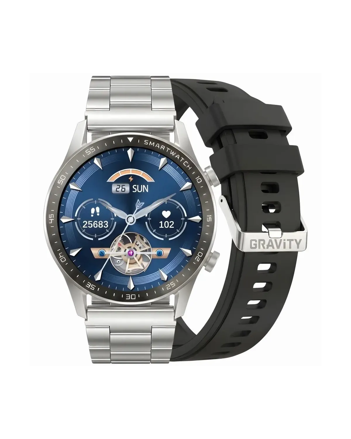 SMARTWATCH MĘSKI GRAVITY GT10-6 - AMOLED, DODATKOWY PASEK (sg046f)