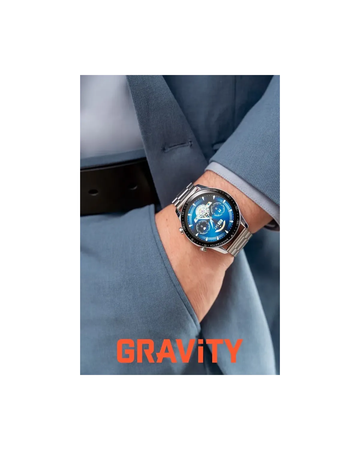 SMARTWATCH MĘSKI GRAVITY GT10-6 - AMOLED, DODATKOWY PASEK (sg046f)