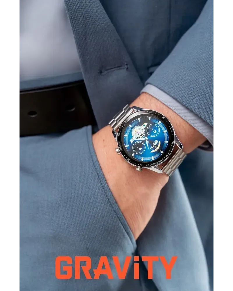 SMARTWATCH MĘSKI GRAVITY GT10-6 - AMOLED, DODATKOWY PASEK (sg046f)