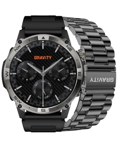 SMARTWATCH MĘSKI GRAVITY GT46-1 - AMOLED, DODATKOWA BRANSOLETA(sg055a)