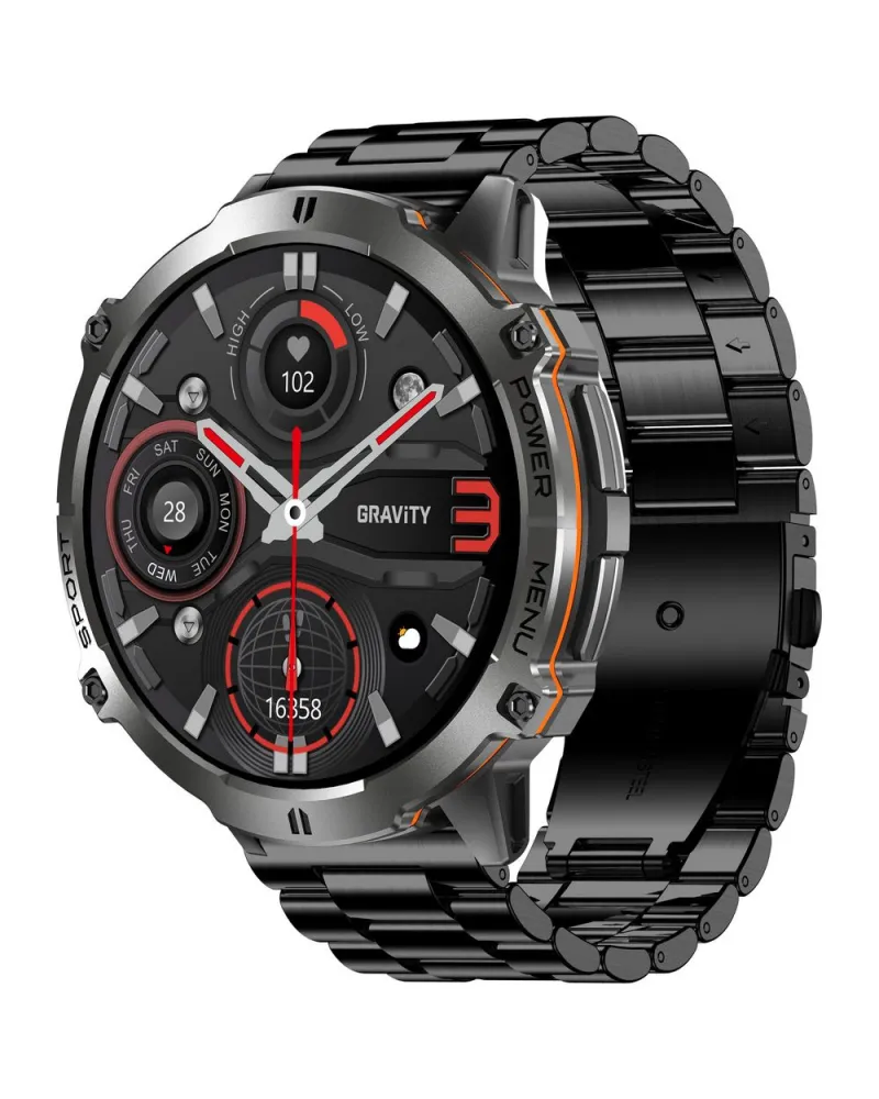 SMARTWATCH MĘSKI GRAVITY GT42-1 - AMOLED, DODATKOWA BRANSOLETA (sg056a)