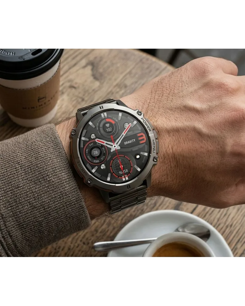 SMARTWATCH MĘSKI GRAVITY GT42-1 - AMOLED, DODATKOWA BRANSOLETA (sg056a)