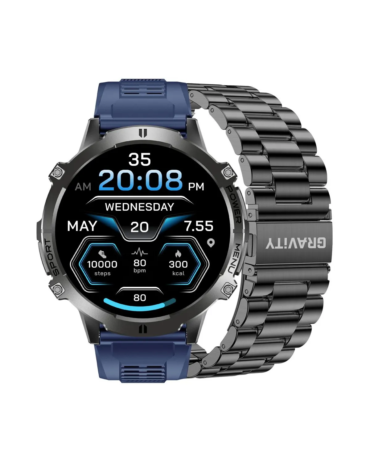 SMARTWATCH MĘSKI GRAVITY GT42-2 - AMOLED, DODATKOWA BRANSOLETA (sg056b)