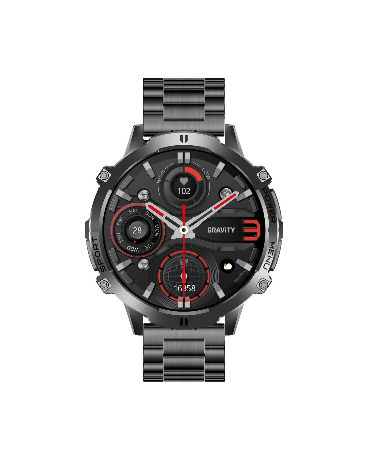 SMARTWATCH MĘSKI GRAVITY GT42-2 - AMOLED, DODATKOWA BRANSOLETA (sg056b)