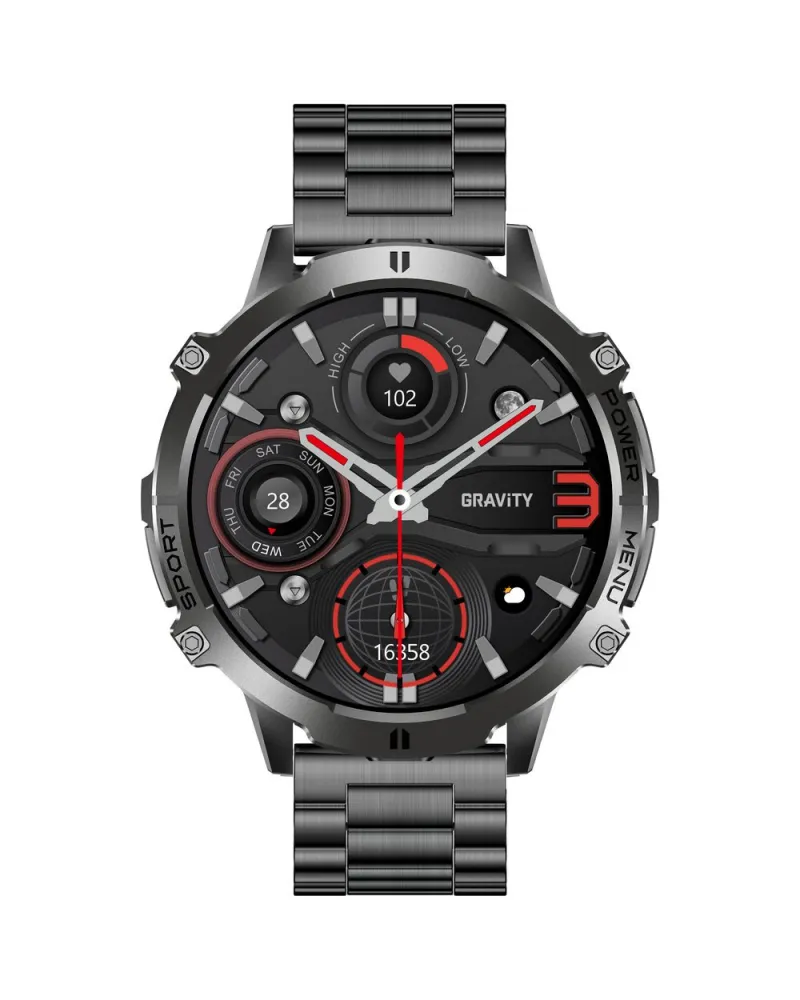 SMARTWATCH MĘSKI GRAVITY GT42-2 - AMOLED, DODATKOWA BRANSOLETA (sg056b)