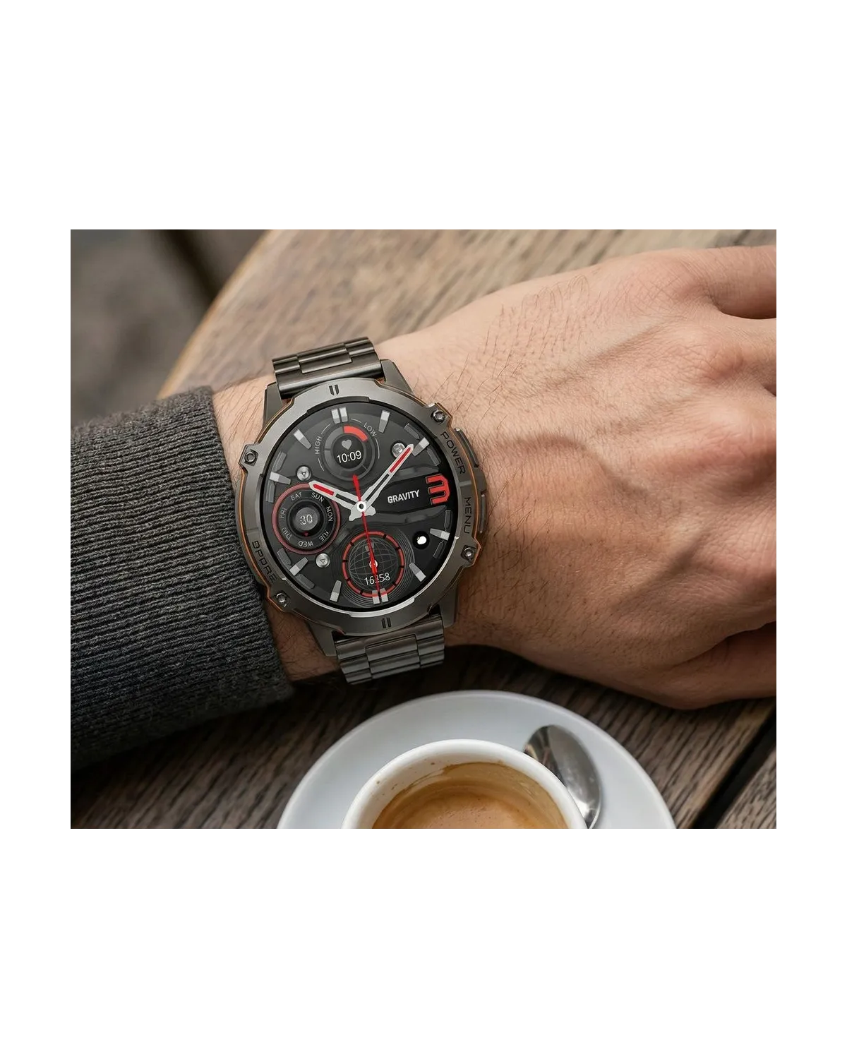 SMARTWATCH MĘSKI GRAVITY GT42-2 - AMOLED, DODATKOWA BRANSOLETA (sg056b)