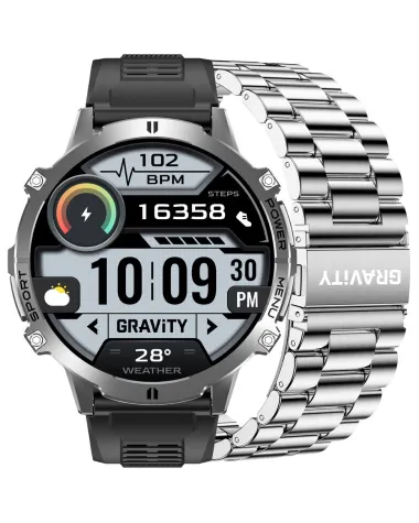 SMARTWATCH MĘSKI GRAVITY GT42-3 - AMOLED, DODATKOWA BRANSOLETA (sg056c)