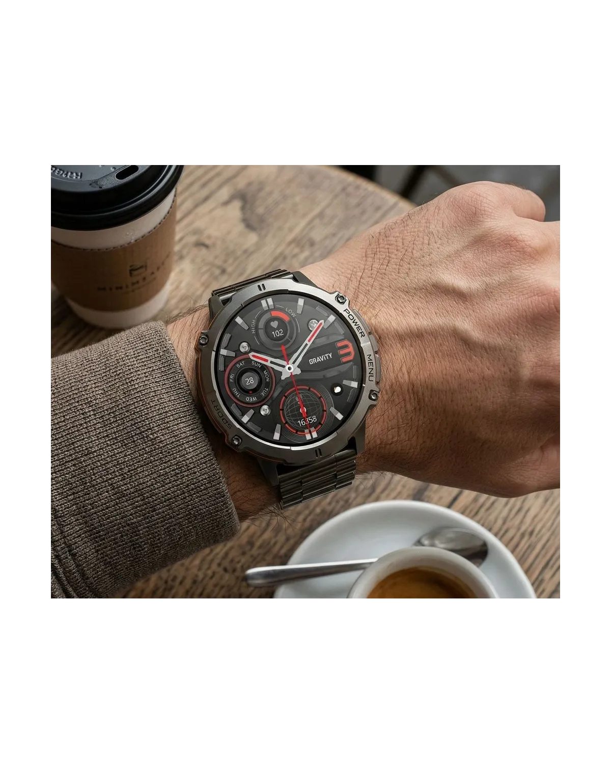 SMARTWATCH MĘSKI GRAVITY GT42-5 - AMOLED, DODATKOWA BRANSOLETA (sg056e)