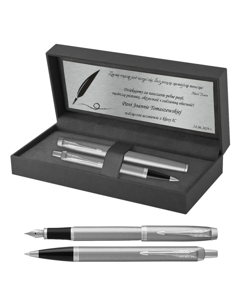 Długopis i Pióro Parker IM Srebrny CT w Pudełku z Grawerem (2143631/25) Długopis i Pióro Parker IM Srebrny CT w Pudełku z Grawerem (2143631/25)
