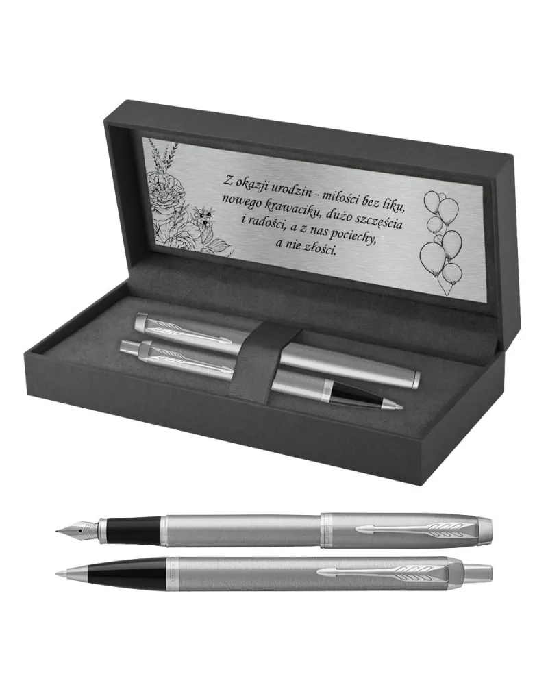 Długopis i Pióro Parker IM Srebrny CT w Pudełku z Grawerem (2143631/5) Długopis i Pióro Parker IM Srebrny CT w Pudełku z Grawerem (2143631/5)