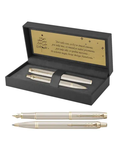 Długopis i Pi&oacute;ro Parker IM Professionals Monochrome Champagne  w Pudełku z Grawerem (2172956/4)