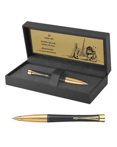 Długopis Parker Urban Czarny Matowy GT w Pudełku z Grawerem (2143640/11)