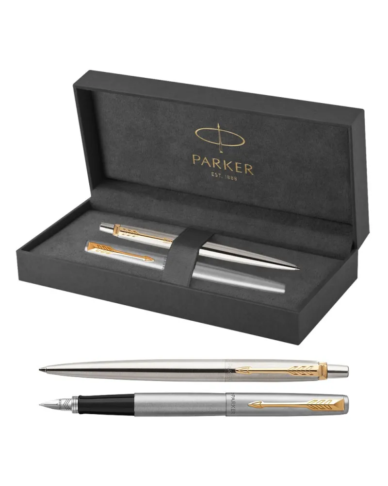Długopis + Pióro Wieczne Parker Jotter Stalowe GT (1953182/1) Długopis + Pióro Wieczne Parker Jotter Stalowe GT (1953182/1)