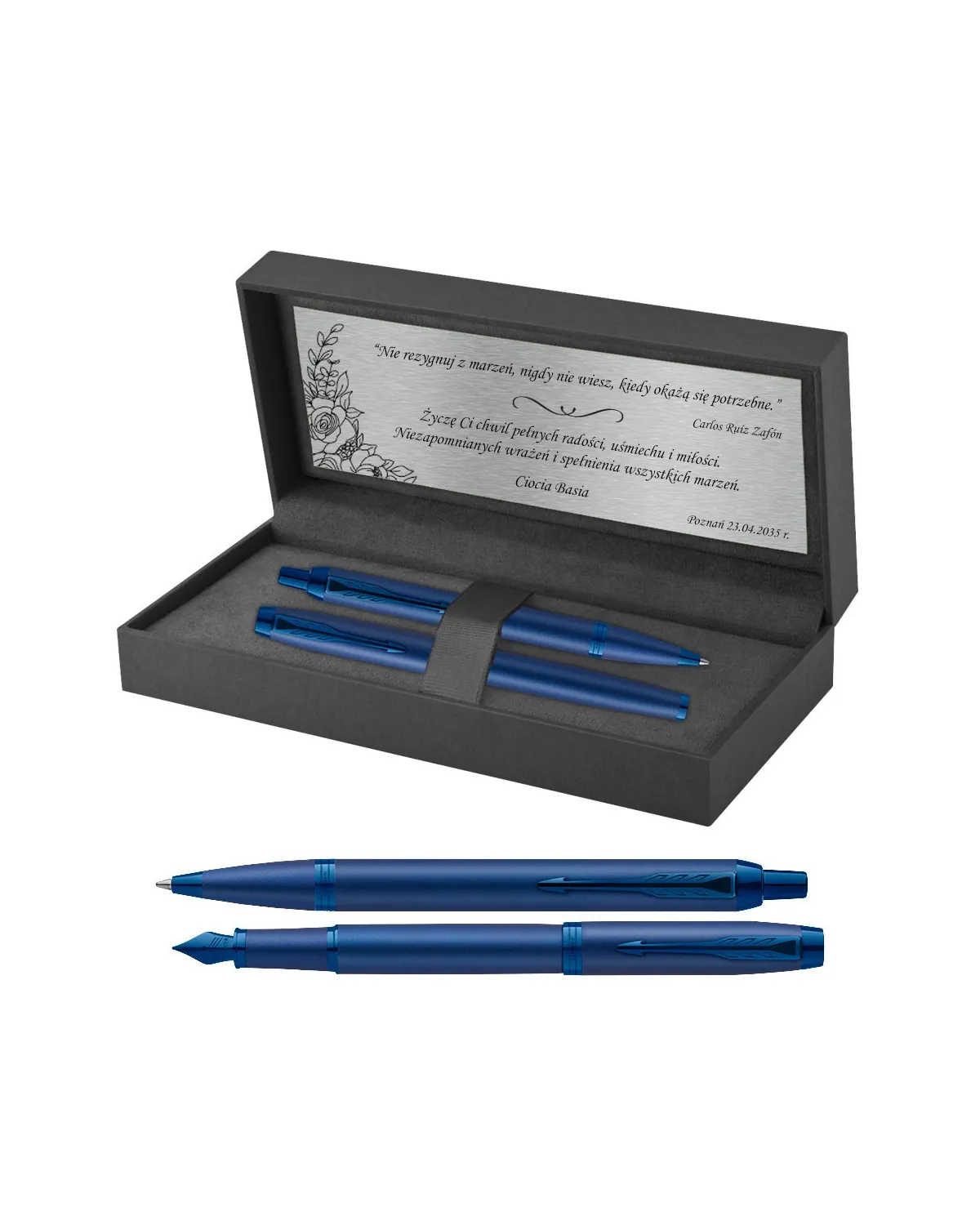 Długopis + Pi&oacute;ro Parker IM Professionals Monochrome Blue z grawerem (2172966/2)
