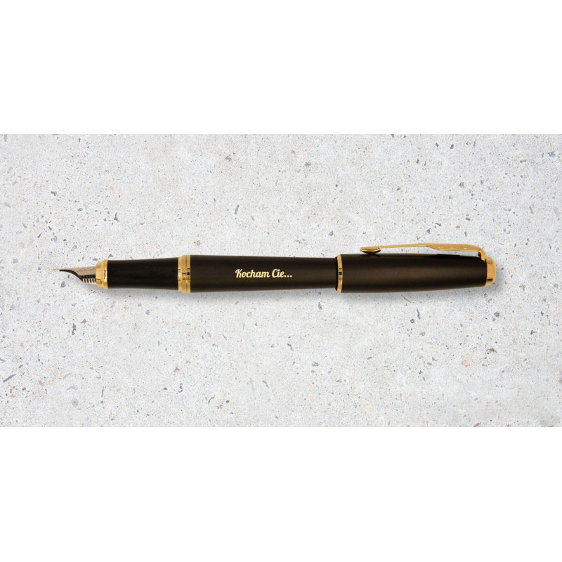 Pióro wieczne Parker Urban Muted Black GT 1931601 z grawerem Kocham Cię – czarne matowe pióro Parker z pozłacanymi wykończeniami