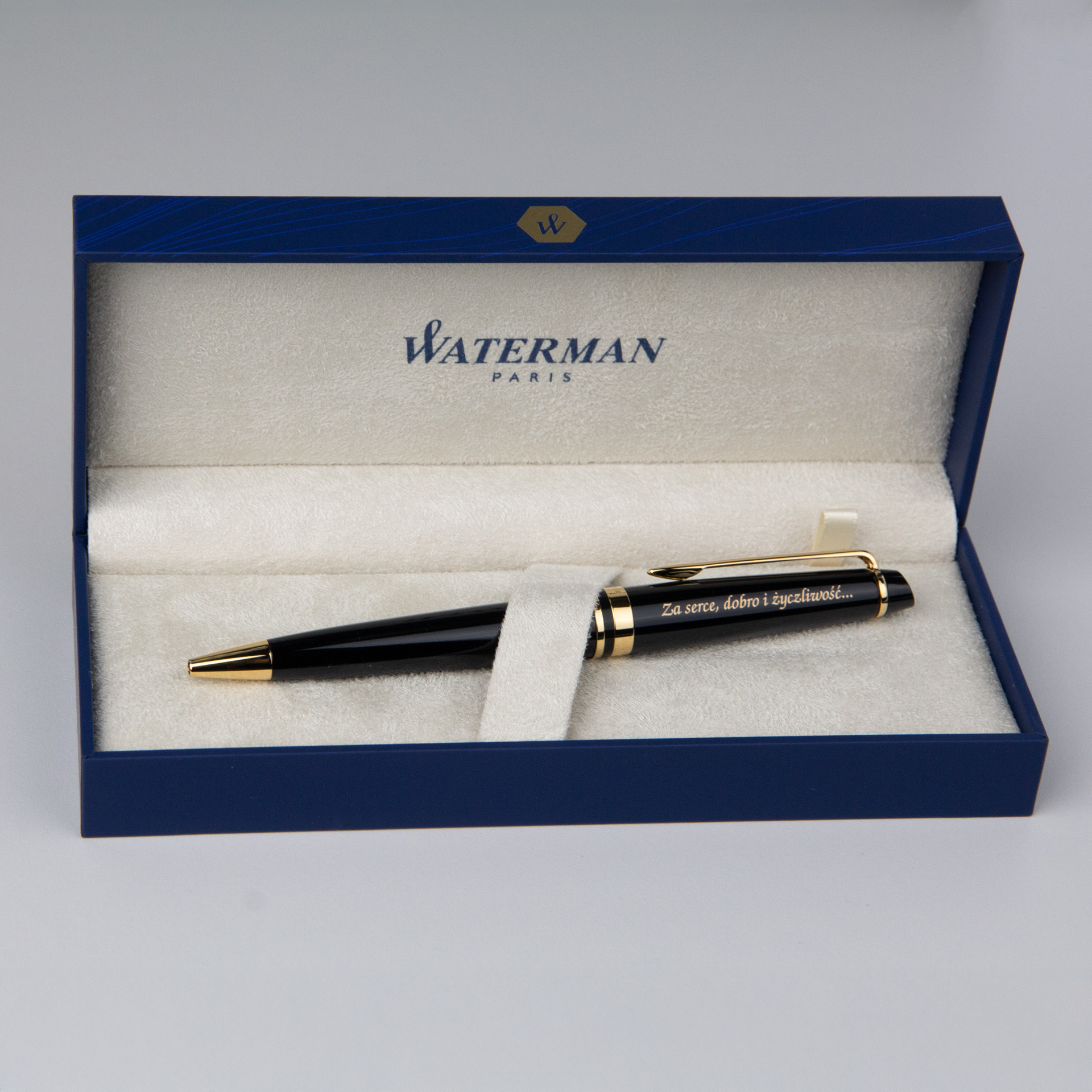 Długopis Waterman Expert czarny GT (S0951700) w etui z grawerem „Za serce, dobro i życzliwość”