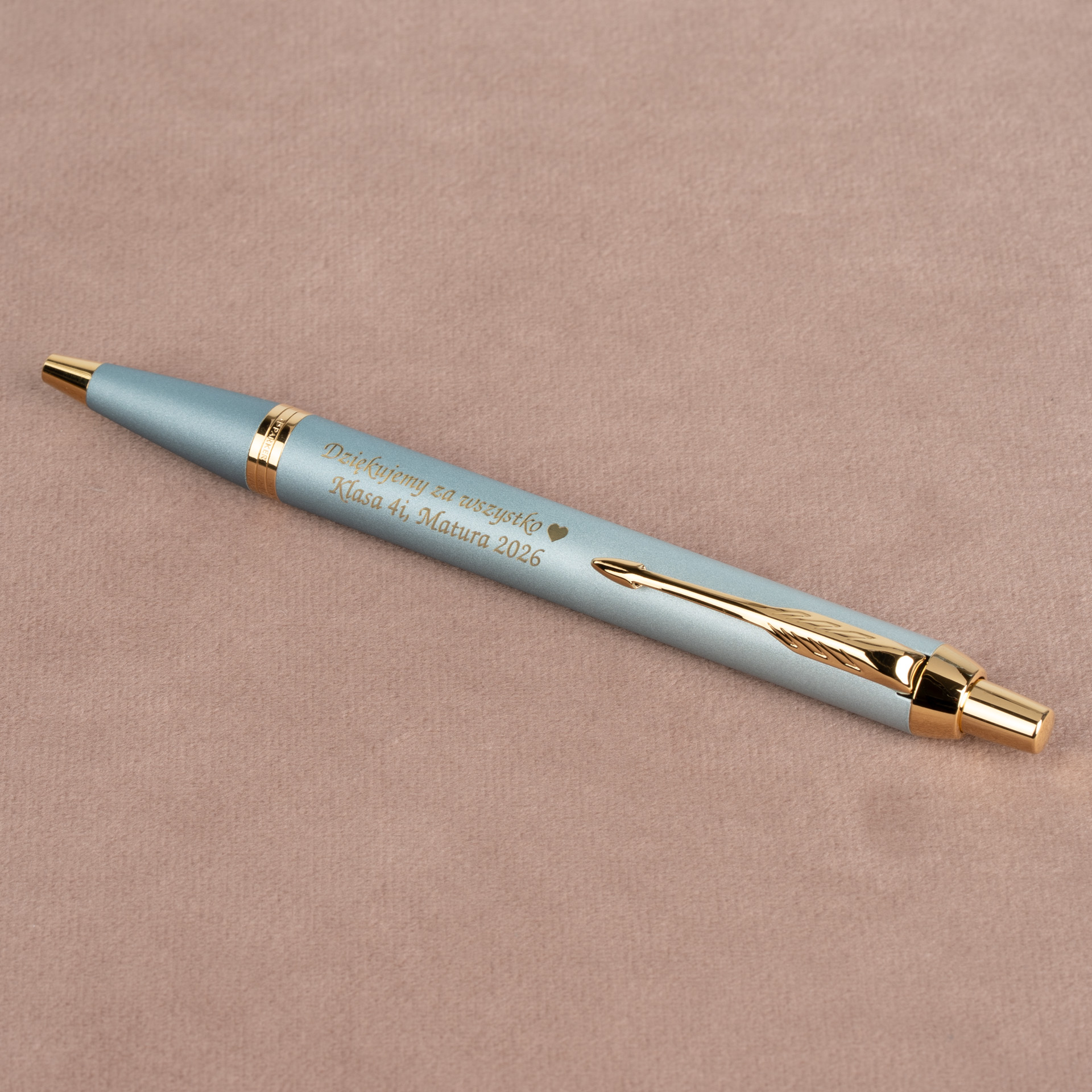 Długopis Parker IM Rituals Turquoise Green z grawerem „Dziękujemy za wszystko, Matura 2026”, elegancki zielono-turkusowy długopis Parker